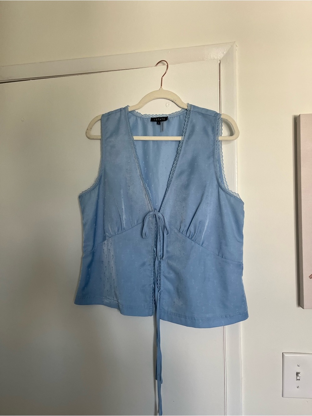 1. State Light Blue V-Neck Tie-Front Camisole